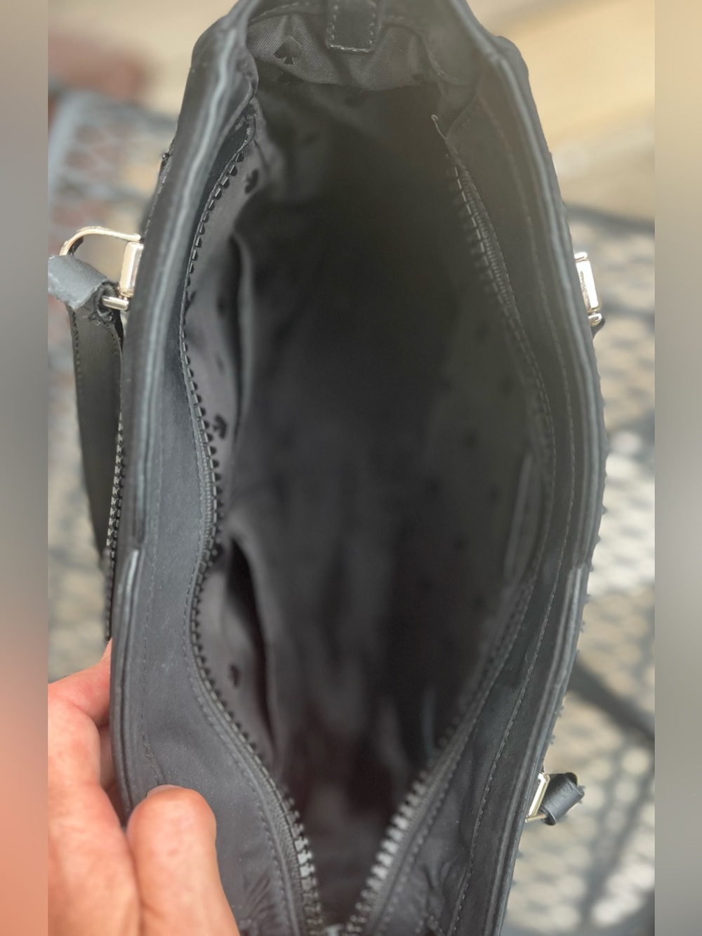 Kate Spade Jae Medium Nylon Satchel Crossbody Bag Black - Picture 7 of 15